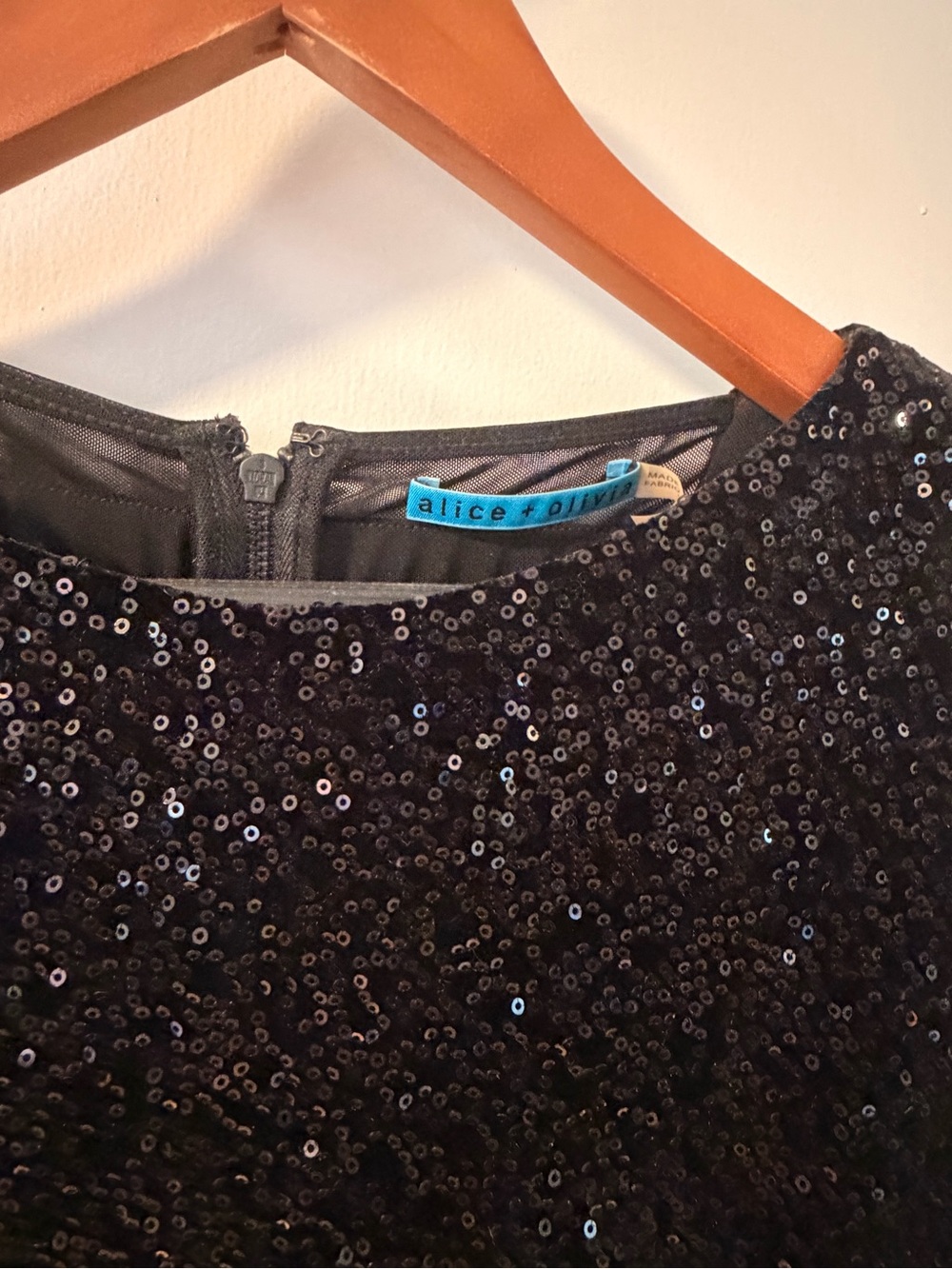 Alice + Olivia Black Sequin Mini Skirt with Subtle Shine